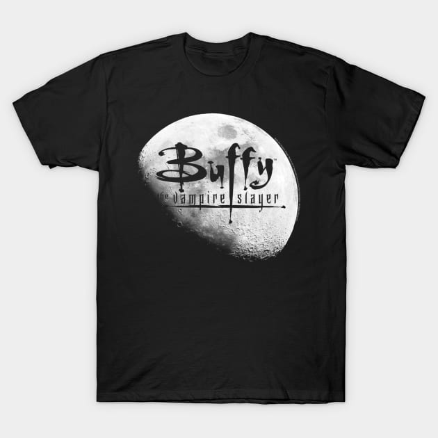 Buffy the Vampire Slayer Buffy Logo & Moon T-Shirt by defreitasysou